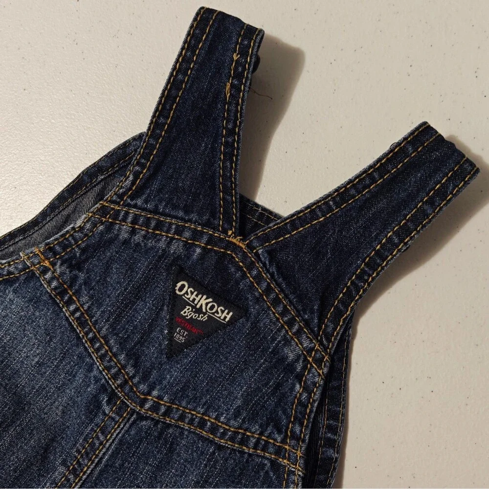 Oshkosh Denim Jean Bib Overalls Baby Boys 9 - 12 M Months Infant Blue Vestbak